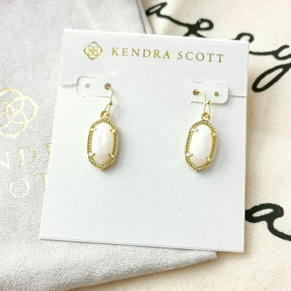 Kendra Scott Drop Earrings - Lee Ivory Pearl Gold - Picture 1 of 3